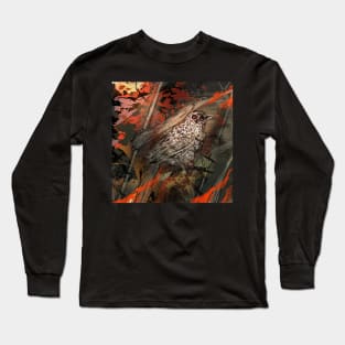 Fire bird songbird perched in a flaming field Long Sleeve T-Shirt